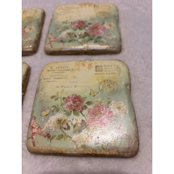 Vintage-Inspired Floral Cork-Backed Coasters Set Of 4 By Hobby Lobby - Picture 2 of 13